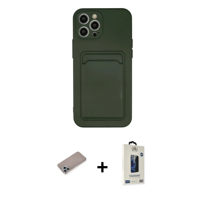 MARSİLYAN™- iPhone 12 Pro Max Kılıf Vadi Çizgi Prime - Siyah Bilvis Hayalet Cam Ekran Koruyucu + Shine Kamera Lens Koruma Cam - SABE