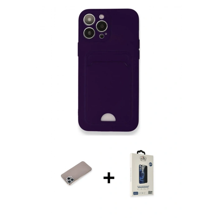 MARSİLYAN™- iPhone 12 Pro Max Kılıf Vadi Çizgi Prime - Siyah Bilvis Hayalet Cam Ekran Koruyucu + Shine Kamera Lens Koruma Cam - SABE