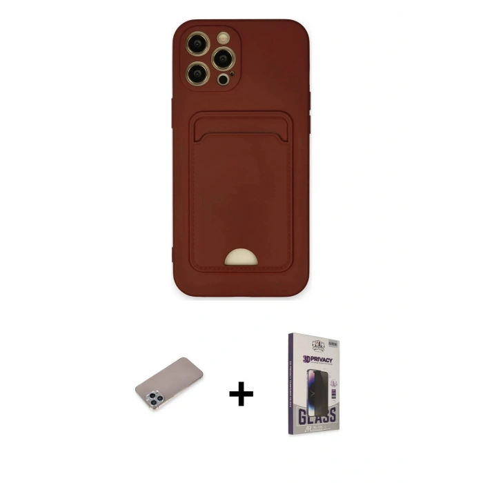 MARSİLYAN™- iPhone 12 Pro Max Kılıf Vadi Çizgi Prime - Siyah Bilvis Hayalet Cam Ekran Koruyucu + Sierra Blue Shine Kamera Lens Koruma Cam