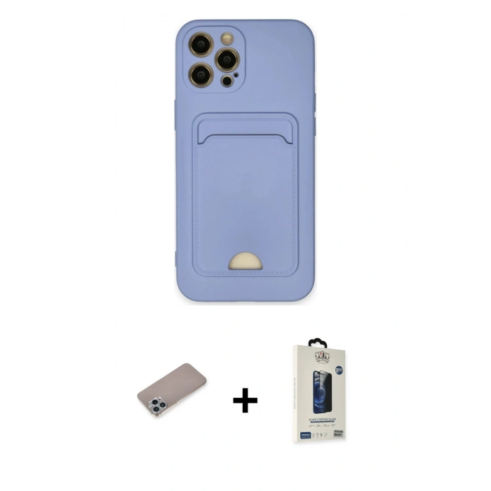 MARSİLYAN™- iPhone 12 Pro Max Kılıf Vadi Çizgi Prime - Siyah Bilvis Hayalet Cam Ekran Koruyucu + Shine Kamera Lens Koruma Cam - SABE