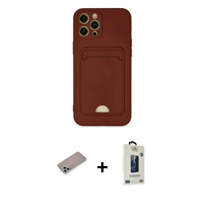 MARSİLYAN™- iPhone 12 Pro Max Kılıf Vadi Çizgi Prime - Siyah Bilvis Hayalet Cam Ekran Koruyucu + Shine Kamera Lens Koruma Cam - SABE