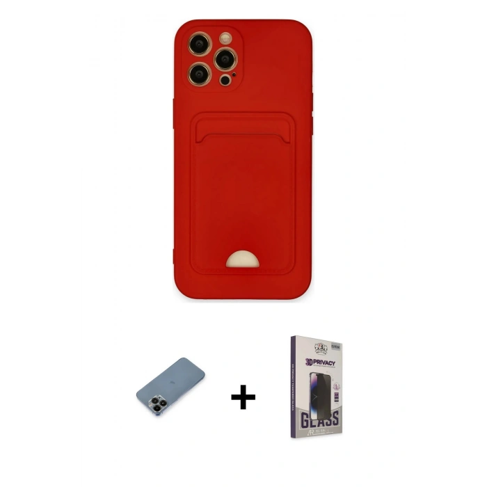 MARSİLYAN™- iPhone 12 Pro Max Kılıf Vadi Çizgi Prime - Siyah Bilvis Hayalet Cam Ekran Koruyucu + Shine Kamera Lens Koruma Cam - SH