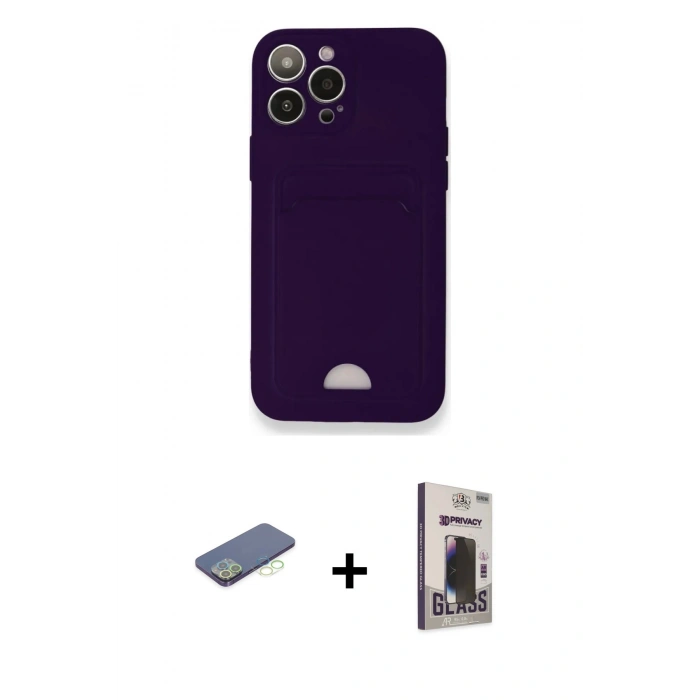 MARSİLYAN™- iPhone 12 Pro Max Kılıf Vadi Çizgi Prime - Siyah Bilvis Hayalet Cam Ekran Koruyucu + Renkli Kamera Lens Koruma Cam - YL