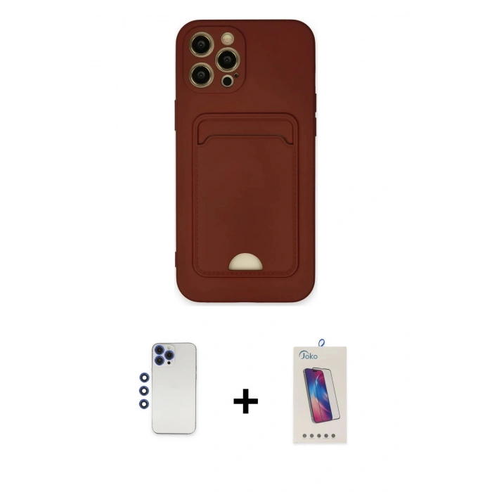 MARSİLYAN™- iPhone 12 Pro Max Kılıf Vadi Çizgi Prime - Siyah Joko 5D Cam + Shine Kamera Lens - LT