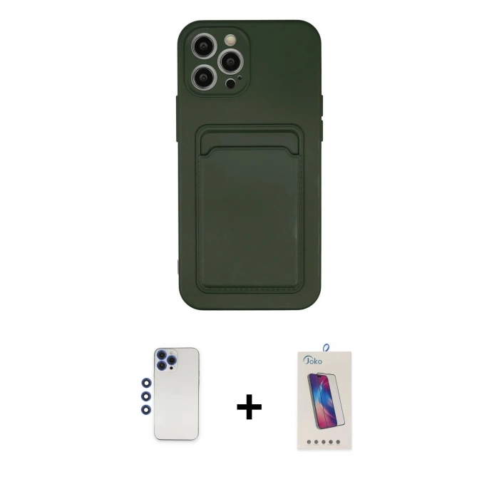 MARSİLYAN™- iPhone 12 Pro Max Kılıf Vadi Çizgi Prime - Siyah Joko 5D Cam + Shine Kamera Lens - LT