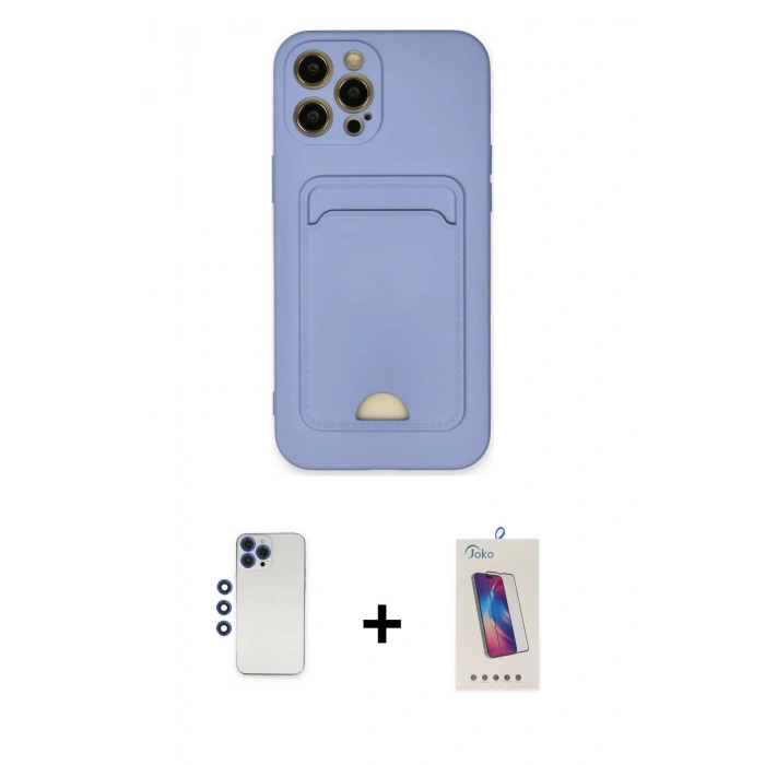 MARSİLYAN™- iPhone 12 Pro Max Kılıf Vadi Çizgi Prime - Siyah Joko 5D Cam + Shine Kamera Lens - LT