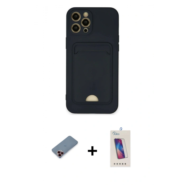 MARSİLYAN™- iPhone 12 Pro Max Kılıf Vadi Çizgi Prime - Siyah Joko 5D Cam + Metal Kamera Lens Koruma Cam - KI