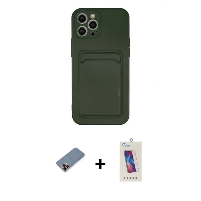 MARSİLYAN™- iPhone 12 Pro Max Kılıf Vadi Çizgi Prime - Siyah Joko 5D Cam + Metal Kamera Lens Koruma Cam - KI