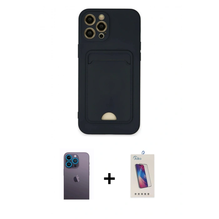 MARSİLYAN™- iPhone 12 Pro Max Kılıf Vadi Çizgi Prime - Siyah Joko 5D Cam + Neon Fosforlu Kamera Lens - MI