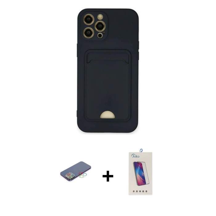 MARSİLYAN™- iPhone 12 Pro Max Kılıf Vadi Çizgi Prime - Siyah Joko 5D Cam + Renkli Kamera Lens Koruma Cam - MI