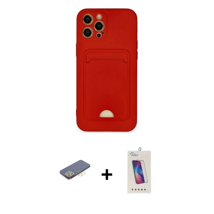 MARSİLYAN™- iPhone 12 Pro Max Kılıf Vadi Çizgi Prime - Siyah Joko 5D Cam + Sarı Renkli Kamera Lens Koruma Cam