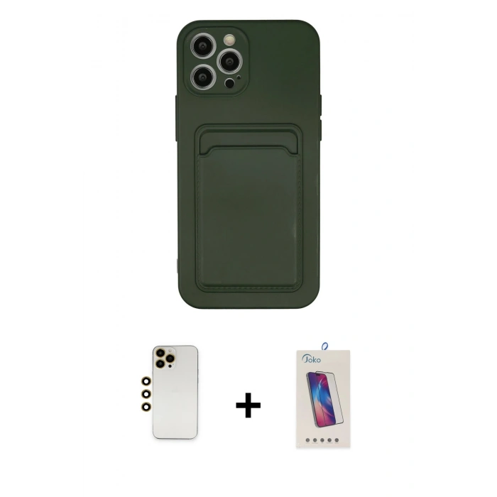 MARSİLYAN™- iPhone 12 Pro Max Kılıf Vadi Çizgi Prime - Siyah Joko 5D Cam + Shine Kamera Lens - GD