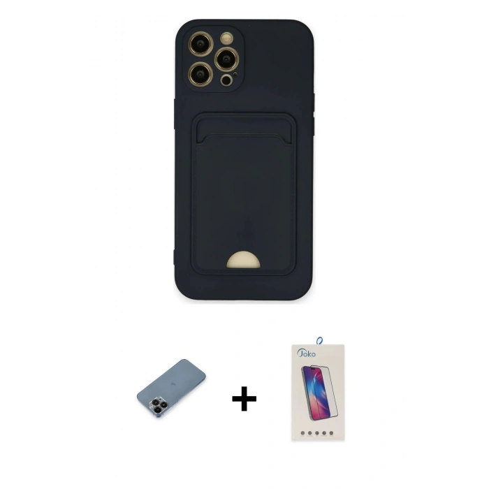 MARSİLYAN™- iPhone 12 Pro Max Kılıf Vadi Çizgi Prime - Siyah Joko 5D Cam + Shine Kamera Lens Koruma Cam - SH