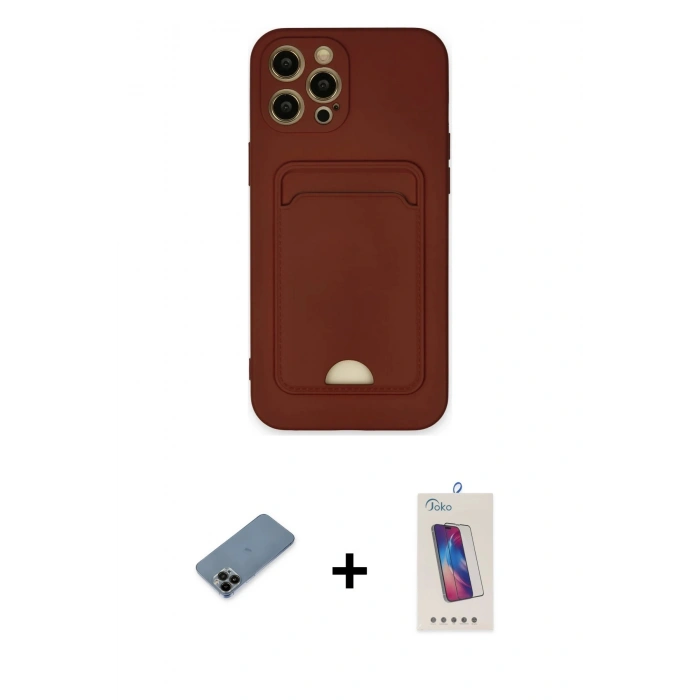 MARSİLYAN™- iPhone 12 Pro Max Kılıf Vadi Çizgi Prime - Siyah Joko 5D Cam + Shine Kamera Lens Koruma Cam - SH