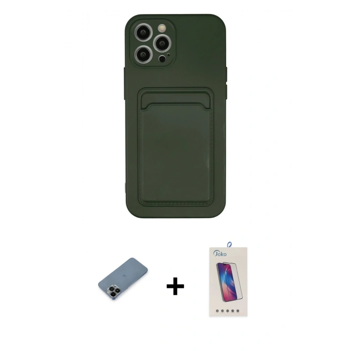 MARSİLYAN™- iPhone 12 Pro Max Kılıf Vadi Çizgi Prime - Siyah Joko 5D Cam + Shine Kamera Lens Koruma Cam - SH