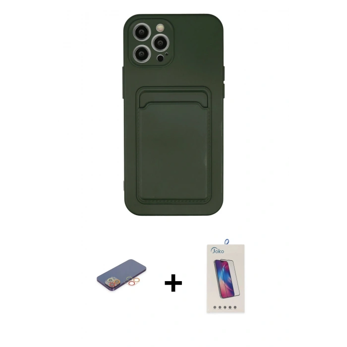 MARSİLYAN™- iPhone 12 Pro Max Kılıf Vadi Çizgi Prime - Siyah Joko 5D Cam + Renkli Kamera Lens Koruma Cam - TU