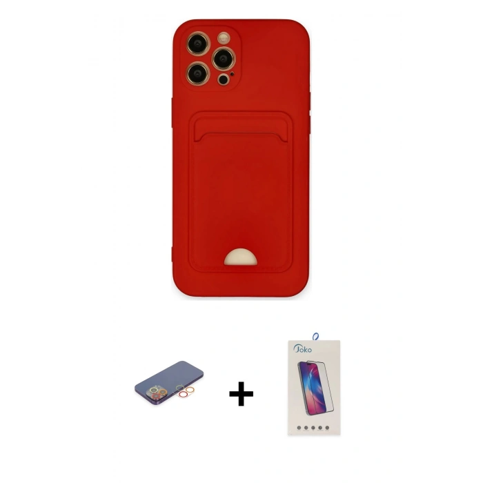 MARSİLYAN™- iPhone 12 Pro Max Kılıf Vadi Çizgi Prime - Siyah Joko 5D Cam + Renkli Kamera Lens Koruma Cam - TU
