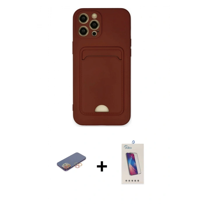 MARSİLYAN™- iPhone 12 Pro Max Kılıf Vadi Çizgi Prime - Siyah Joko 5D Cam + Renkli Kamera Lens Koruma Cam - TU