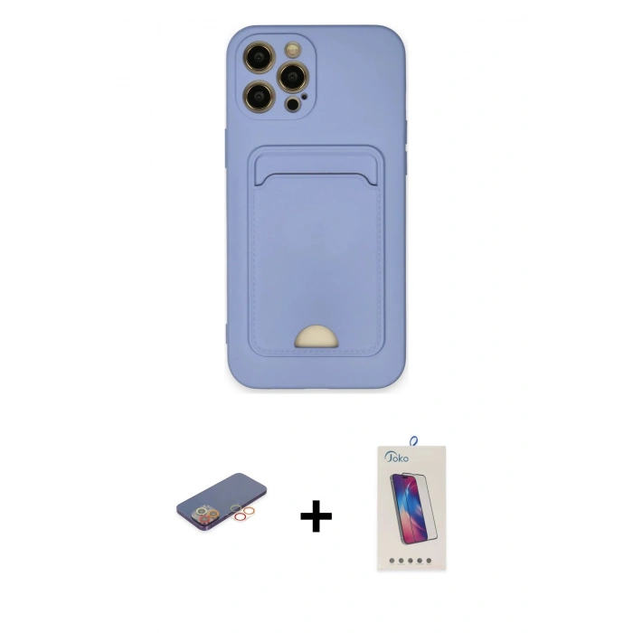 MARSİLYAN™- iPhone 12 Pro Max Kılıf Vadi Çizgi Prime - Siyah Joko 5D Cam + Renkli Kamera Lens Koruma Cam - TU