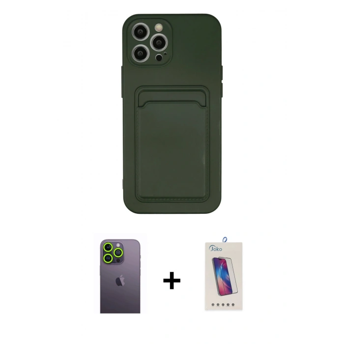 MARSİLYAN™- iPhone 12 Pro Max Kılıf Vadi Çizgi Prime - Siyah Joko 5D Cam + Neon Fosforlu Kamera Lens - YL