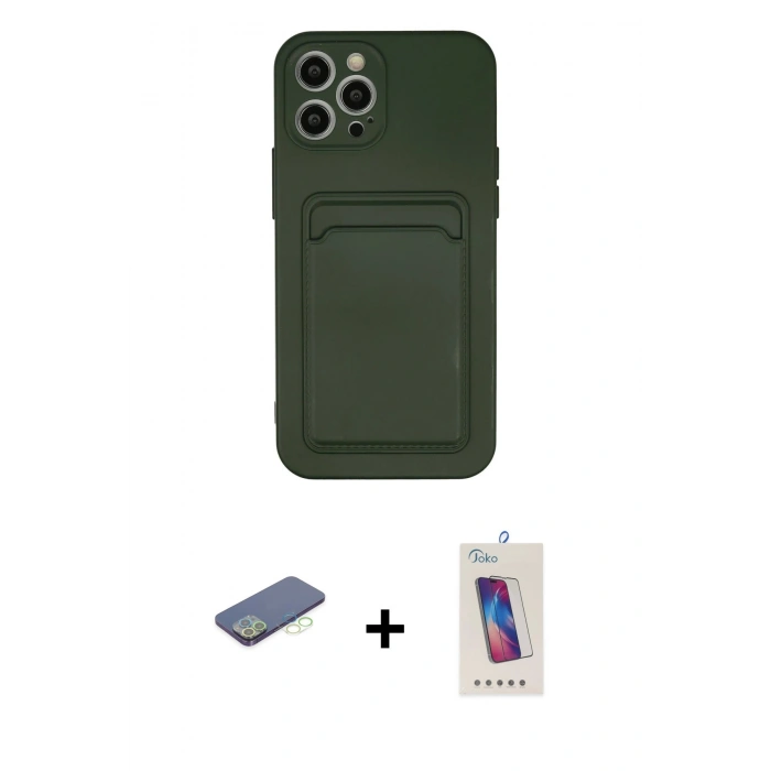 MARSİLYAN™- iPhone 12 Pro Max Kılıf Vadi Çizgi Prime - Siyah Joko 5D Cam + Renkli Kamera Lens Koruma Cam - YL