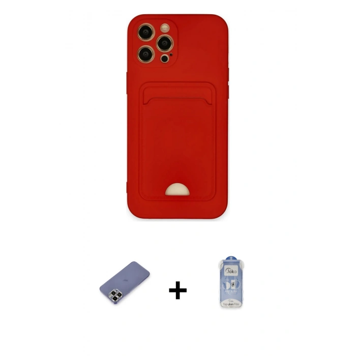MARSİLYAN™- iPhone 12 Pro Max Kılıf Vadi Çizgi Prime - Siyah Joko Magic 5D Cam + Gold Metal Kamera Lens Koruma Cam