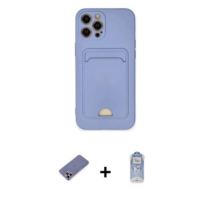 MARSİLYAN™- iPhone 12 Pro Max Kılıf Vadi Çizgi Prime - Siyah Joko Magic 5D Cam + Gold Metal Kamera Lens Koruma Cam