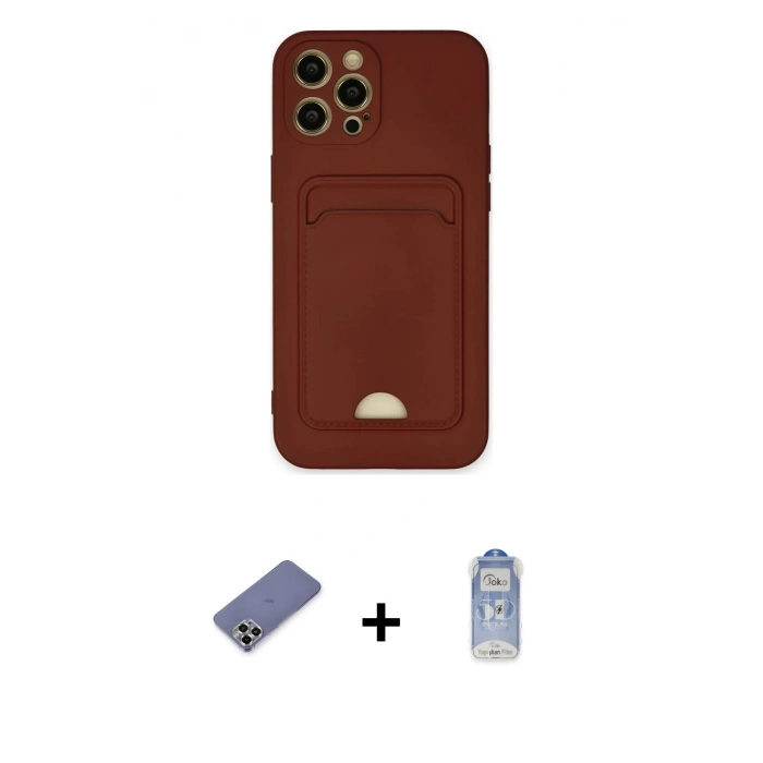 MARSİLYAN™- iPhone 12 Pro Max Kılıf Vadi Çizgi Prime - Siyah Joko Magic 5D Cam + Gold Metal Kamera Lens Koruma Cam