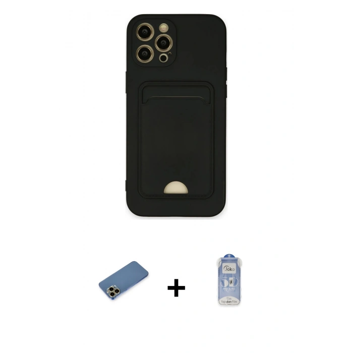 MARSİLYAN™- iPhone 12 Pro Max Kılıf Vadi Çizgi Prime - Siyah Joko Magic 5D Cam + Shine Kamera Lens Koruma Cam - GD