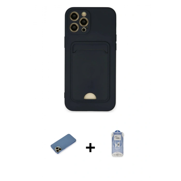 MARSİLYAN™- iPhone 12 Pro Max Kılıf Vadi Çizgi Prime - Siyah Joko Magic 5D Cam + Shine Kamera Lens Koruma Cam - GD