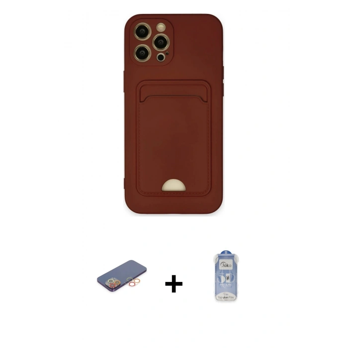 MARSİLYAN™- iPhone 12 Pro Max Kılıf Vadi Çizgi Prime - Siyah Joko Magic 5D Cam + Renkli Kamera Lens Koruma Cam - TU