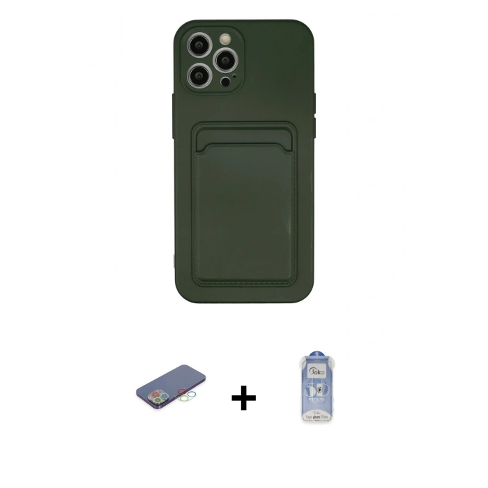 MARSİLYAN™- iPhone 12 Pro Max Kılıf Vadi Çizgi Prime - Siyah Joko Magic 5D Cam + Renkli Kamera Lens Koruma Cam - MI