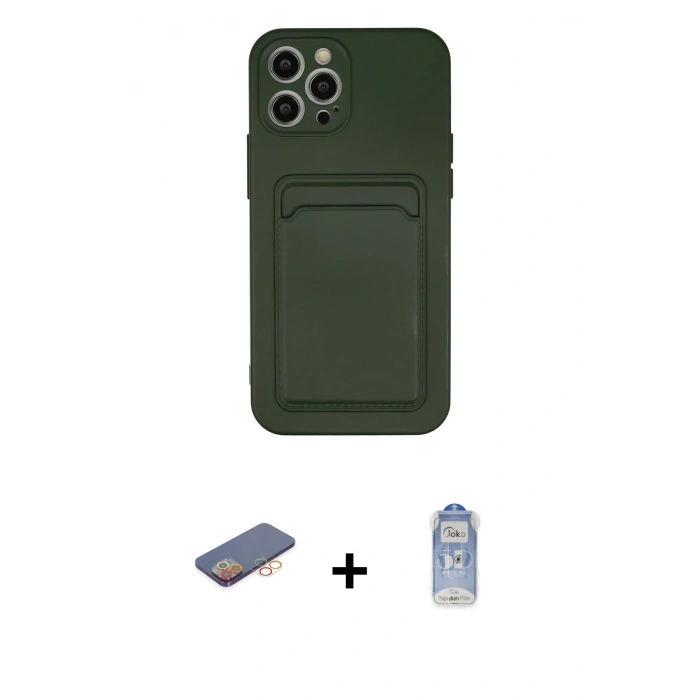 MARSİLYAN™- iPhone 12 Pro Max Kılıf Vadi Çizgi Prime - Siyah Joko Magic 5D Cam + Renkli Kamera Lens Koruma Cam - TU