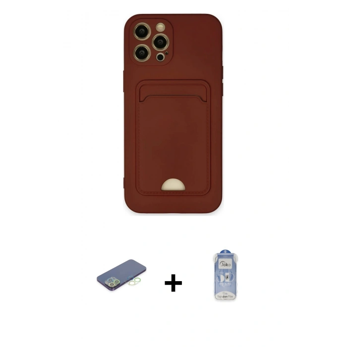 MARSİLYAN™- iPhone 12 Pro Max Kılıf Vadi Çizgi Prime - Siyah Joko Magic 5D Cam + Renkli Kamera Lens Koruma Cam - YL