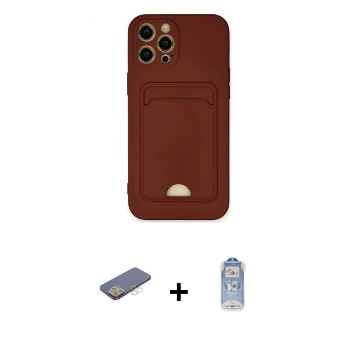 MARSİLYAN™- iPhone 12 Pro Max Kılıf Vadi Çizgi Prime - Siyah Joko Magic 5D Cam + Renkli Kamera Lens Koruma Cam - SI