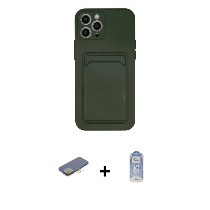 MARSİLYAN™- iPhone 12 Pro Max Kılıf Vadi Çizgi Prime - Siyah Joko Magic 5D Cam + Renkli Kamera Lens Koruma Cam - SI