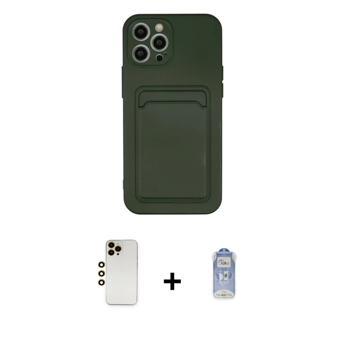 MARSİLYAN™- iPhone 12 Pro Max Kılıf Vadi Çizgi Prime - Siyah Joko Magic 5D Cam + Shine Kamera Lens - GD