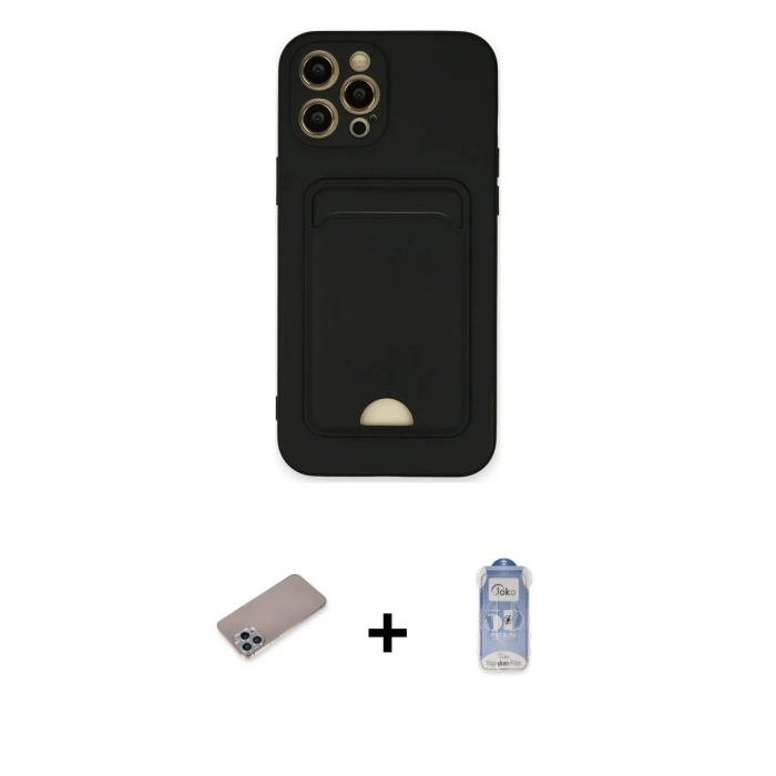 MARSİLYAN™- iPhone 12 Pro Max Kılıf Vadi Çizgi Prime - Siyah Joko Magic 5D Cam + Shine Kamera Lens Koruma Cam - SABE