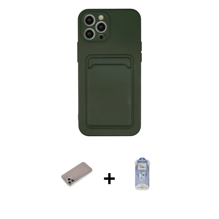 MARSİLYAN™- iPhone 12 Pro Max Kılıf Vadi Çizgi Prime - Siyah Joko Magic 5D Cam + Shine Kamera Lens Koruma Cam - SABE