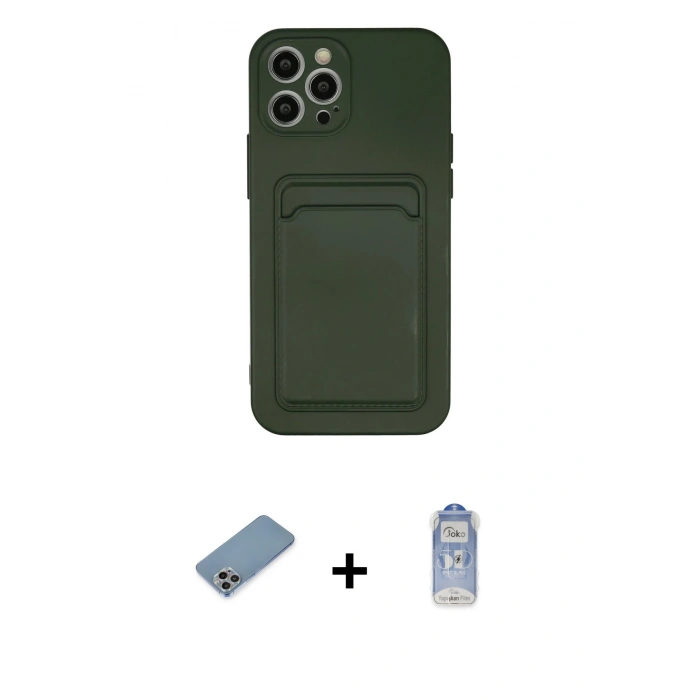MARSİLYAN™- iPhone 12 Pro Max Kılıf Vadi Çizgi Prime - Siyah Joko Magic 5D Cam + Shine Kamera Lens Koruma Cam - GI