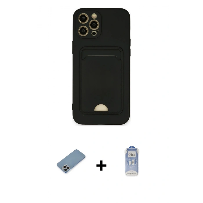 MARSİLYAN™- iPhone 12 Pro Max Kılıf Vadi Çizgi Prime - Siyah Joko Magic 5D Cam + Shine Kamera Lens Koruma Cam - GI