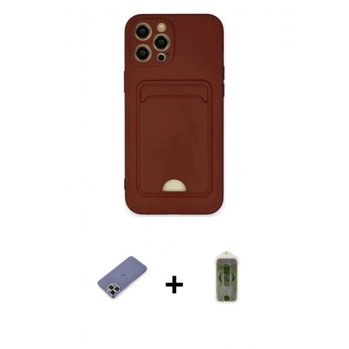 MARSİLYAN™- iPhone 12 Pro Max Kılıf Vadi Çizgi Prime - Siyah Joko Magic 5D Hayalet Cam + Gold Metal Kamera Lens Koruma Cam