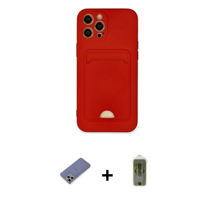 MARSİLYAN™- iPhone 12 Pro Max Kılıf Vadi Çizgi Prime - Siyah Joko Magic 5D Hayalet Cam + Gold Metal Kamera Lens Koruma Cam