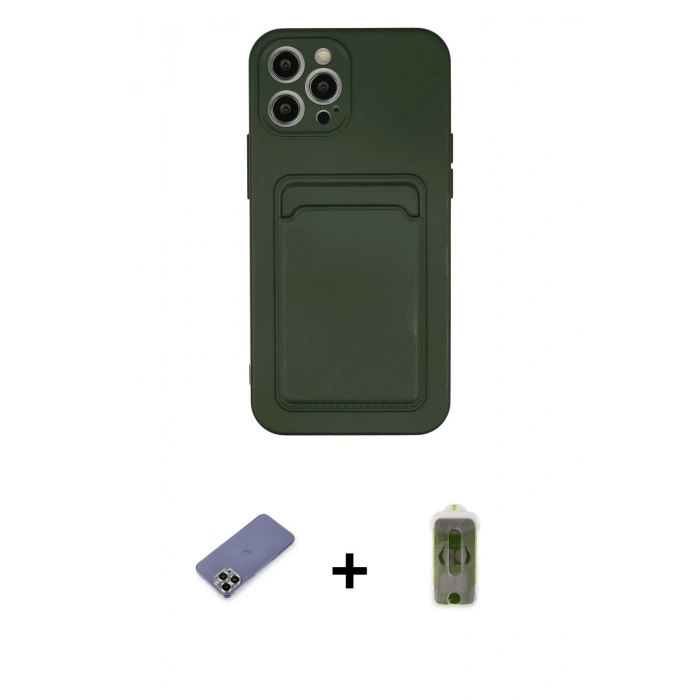 MARSİLYAN™- iPhone 12 Pro Max Kılıf Vadi Çizgi Prime - Siyah Joko Magic 5D Hayalet Cam + Gold Metal Kamera Lens Koruma Cam