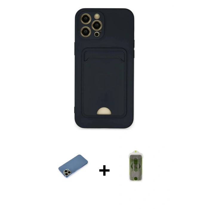 MARSİLYAN™- iPhone 12 Pro Max Kılıf Vadi Çizgi Prime - Siyah Joko Magic 5D Hayalet Cam + Shine Kamera Lens Koruma Cam - GD