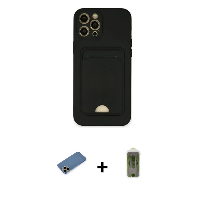 MARSİLYAN™- iPhone 12 Pro Max Kılıf Vadi Çizgi Prime - Siyah Joko Magic 5D Hayalet Cam + Shine Kamera Lens Koruma Cam - GD