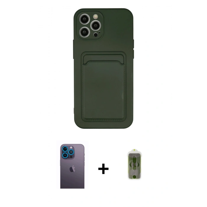 MARSİLYAN™- iPhone 12 Pro Max Kılıf Vadi Çizgi Prime - Siyah Joko Magic 5D Hayalet Cam + Mavi Neon Fosforlu Kamera Lens