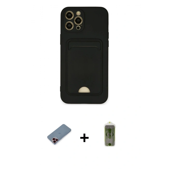 MARSİLYAN™- iPhone 12 Pro Max Kılıf Vadi Çizgi Prime - Siyah Joko Magic 5D Hayalet Cam + Metal Kamera Lens Koruma Cam - KI