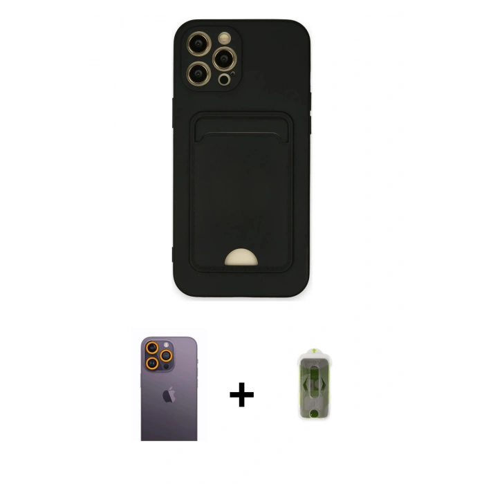 MARSİLYAN™- iPhone 12 Pro Max Kılıf Vadi Çizgi Prime - Siyah Joko Magic 5D Hayalet Cam + Neon Fosforlu Kamera Lens - SI