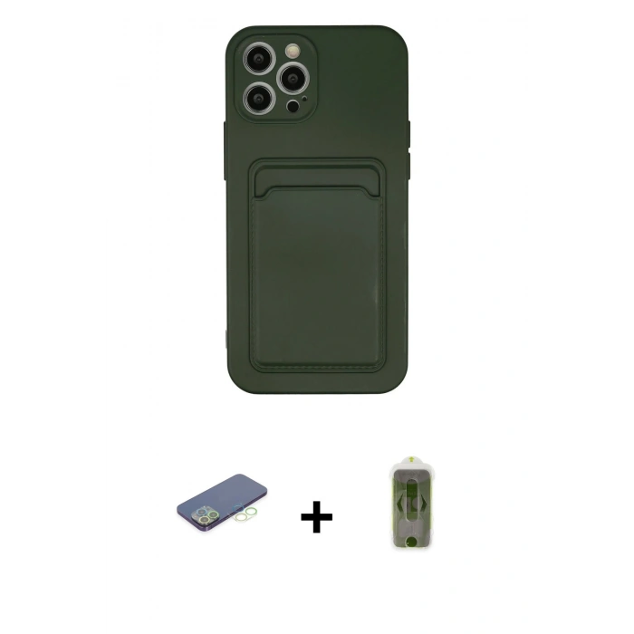 MARSİLYAN™- iPhone 12 Pro Max Kılıf Vadi Çizgi Prime - Siyah Joko Magic 5D Hayalet Cam + Renkli Kamera Lens Koruma Cam - YL